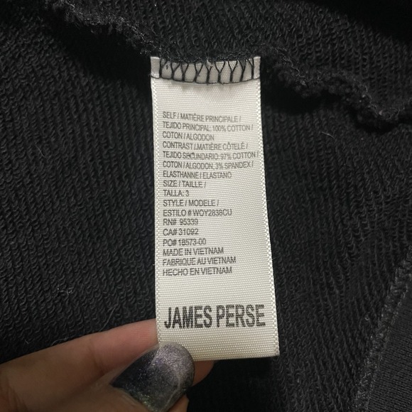 James Perse Terry Knit Standard Hoodie Full Zip Jacket Black Size 3 Womenswear - Picture 10 of 10